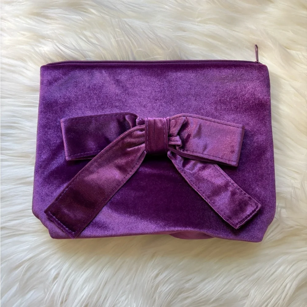 Set of 3 Velvet Bow Makeup Bags